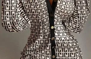 Abito camicia con stampa geometrica Cerra, panna