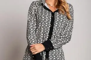 Abito camicia con stampa geometrica Cerra, panna