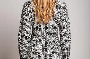 Abito camicia con stampa geometrica Cerra, panna