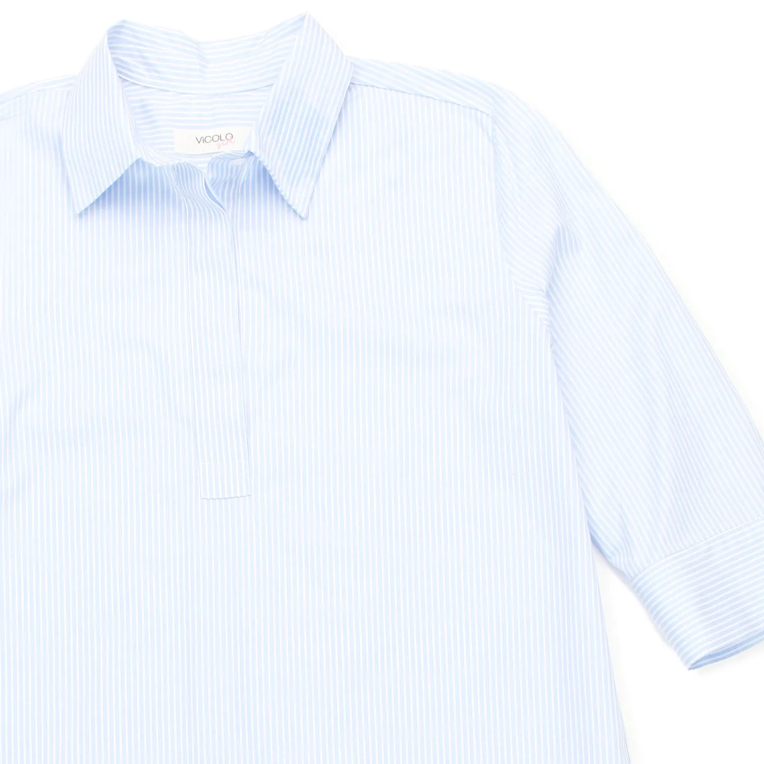Abito Chemisier Bianco E Azzurro A Righe