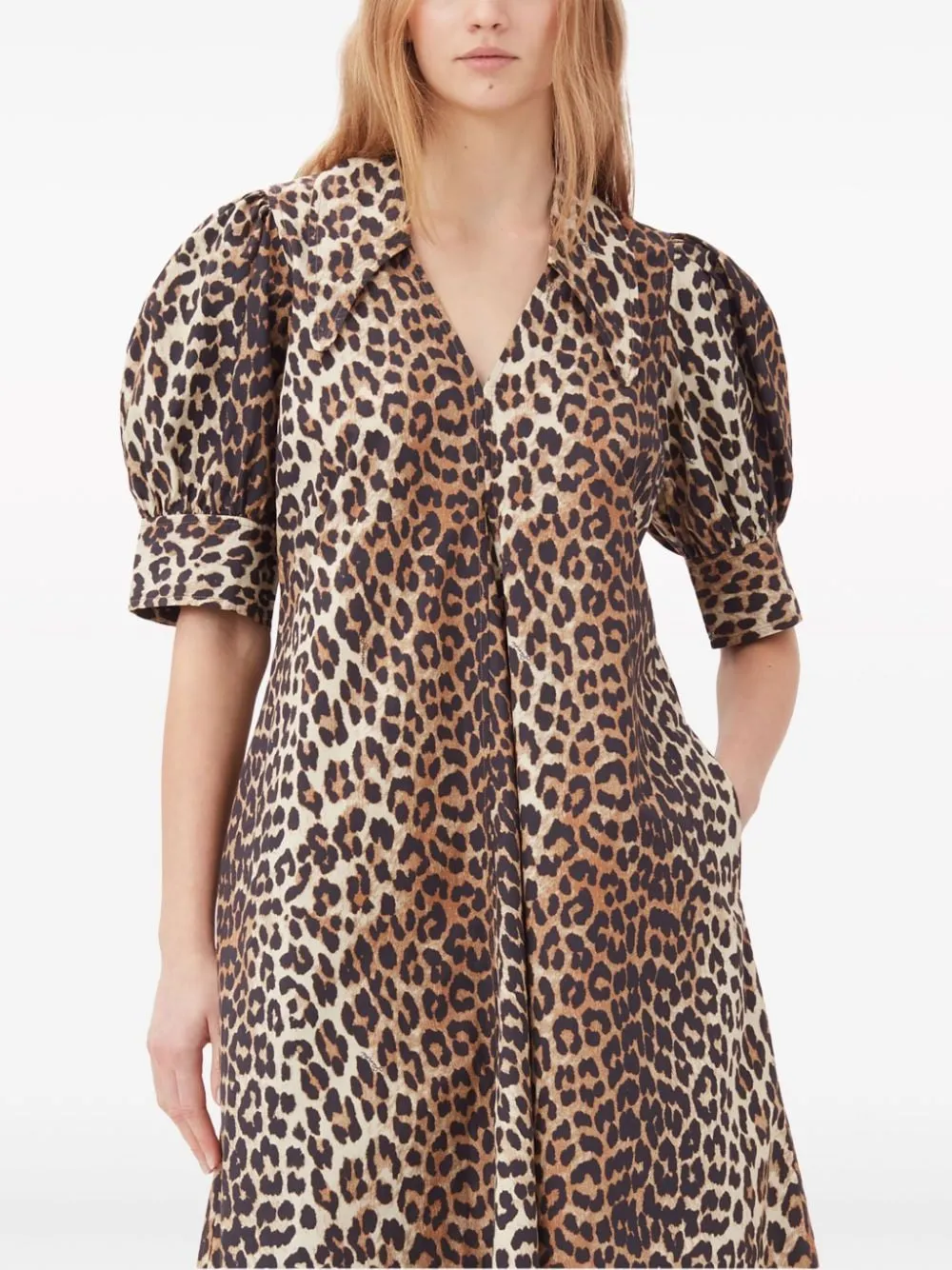 Abito midi con stampa in marrone - donna