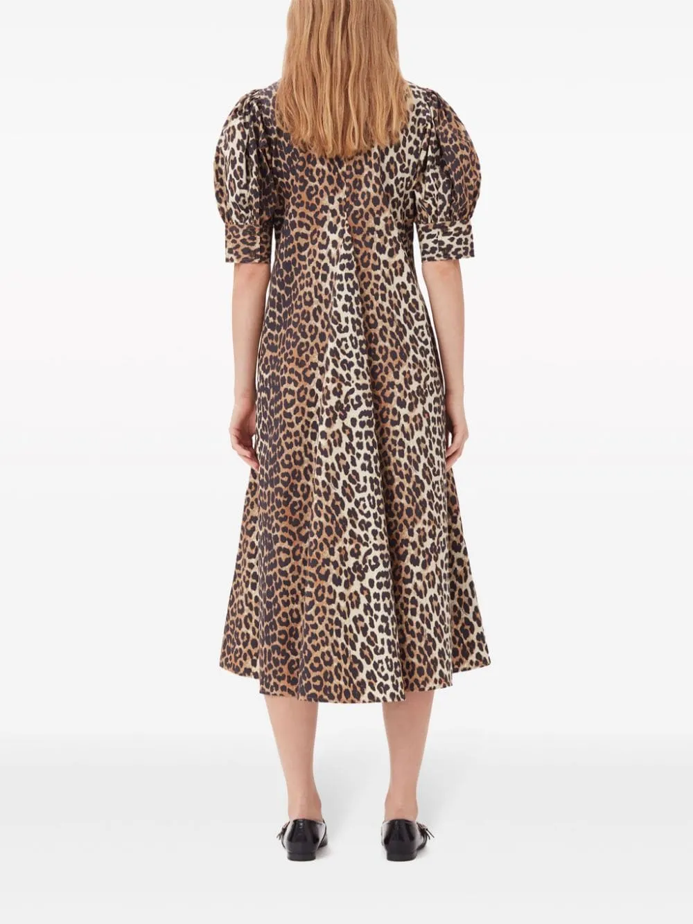 Abito midi con stampa in marrone - donna