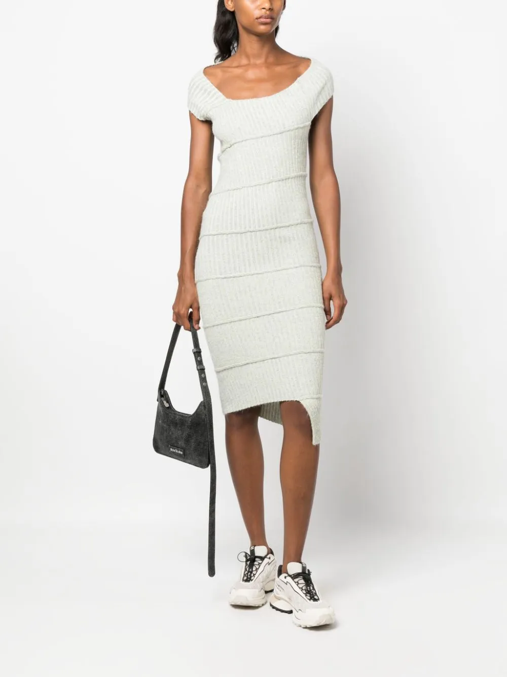 Abito midi in maglia in grigio - donna