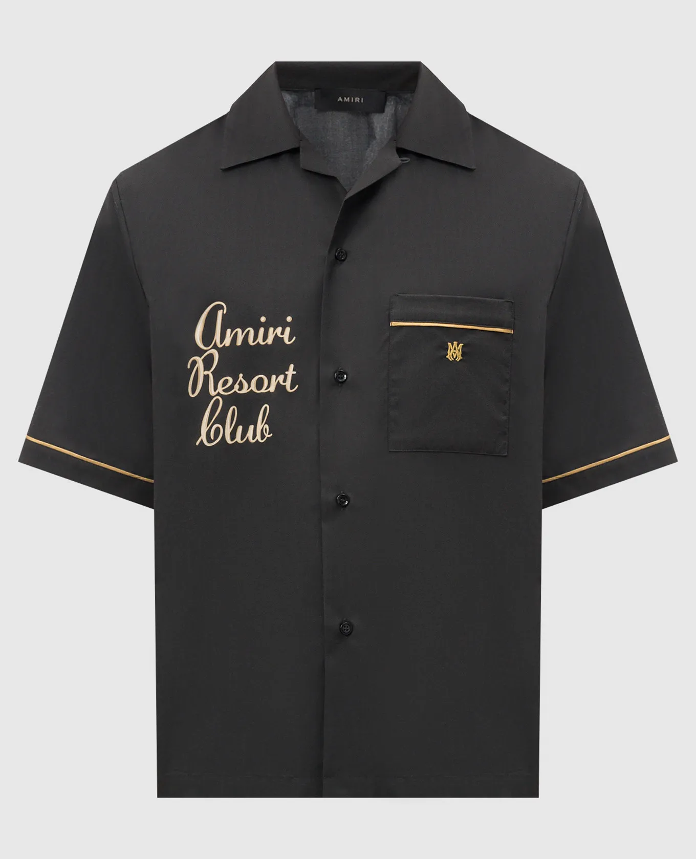AMIRI Camicia nera con stampa Twisted Palms AMSTBW1011