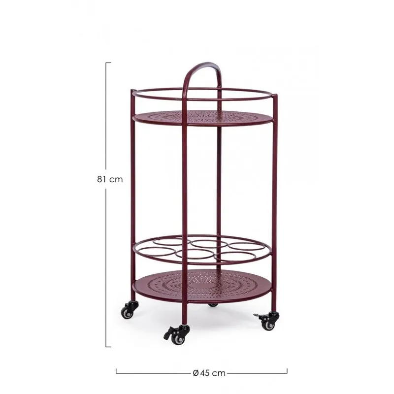 Bizzotto outdoor Carrello con porta bottiglie Burton bordeaux