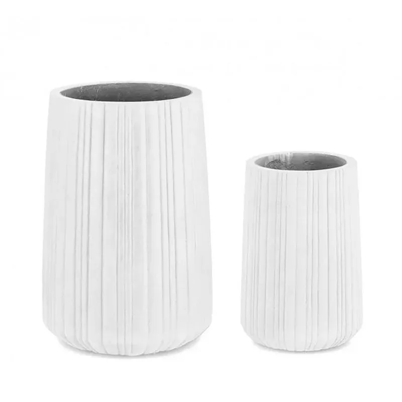 Bizzotto outdoor Set 2 porta vaso halong cil bianco