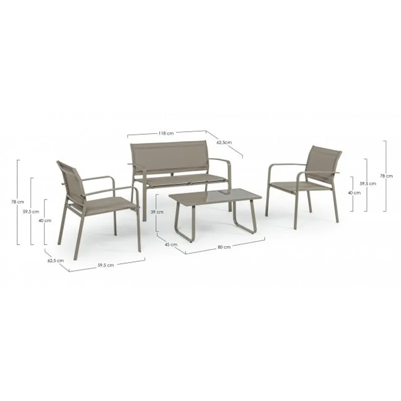 Bizzotto outdoor Set 4 Salotto Arent tortora ja15