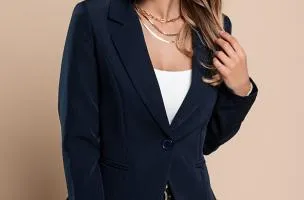 Blazer con collo classico Softina, blu scuro