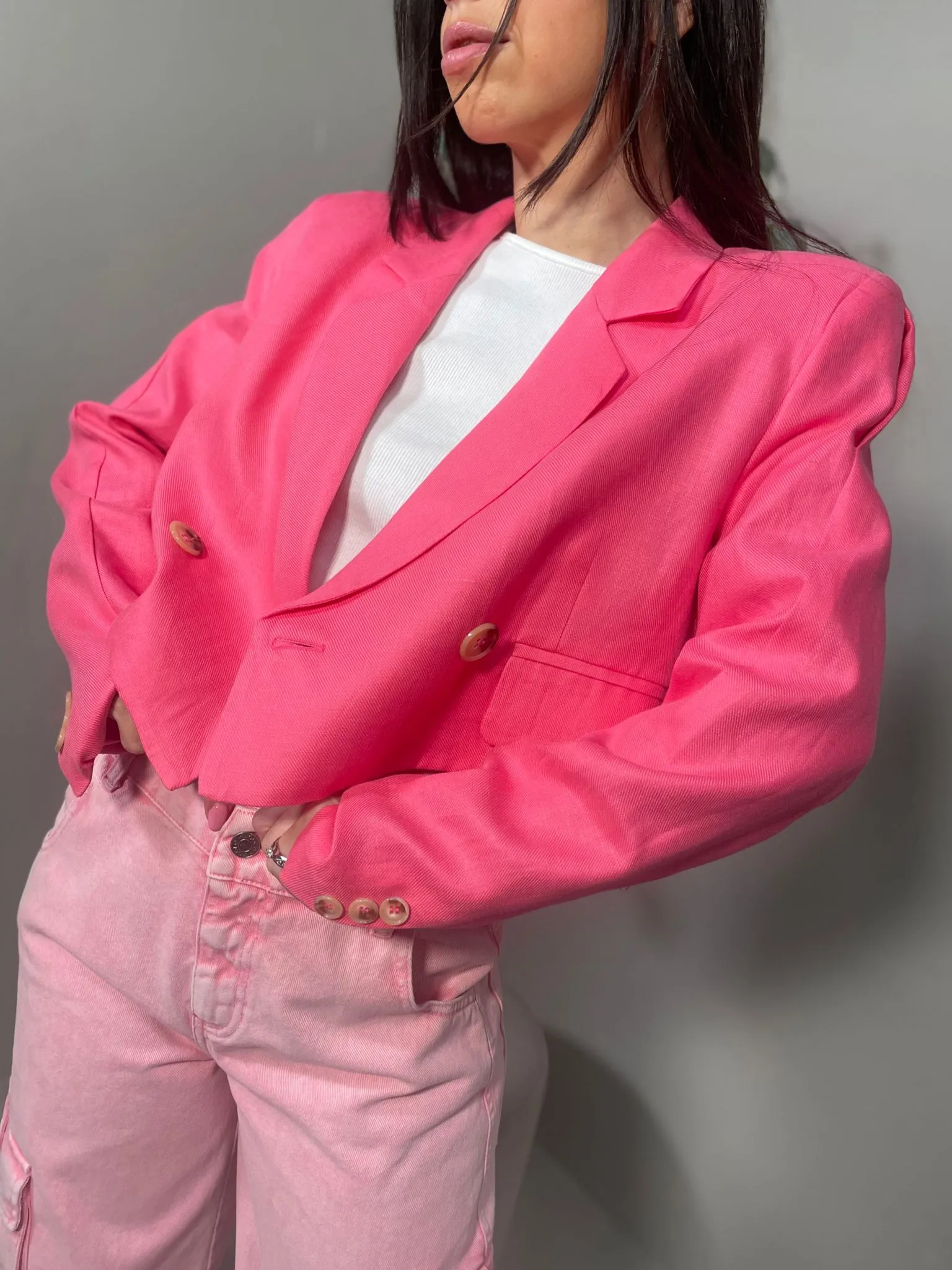 Blazer Cropped In Lino Vicolo