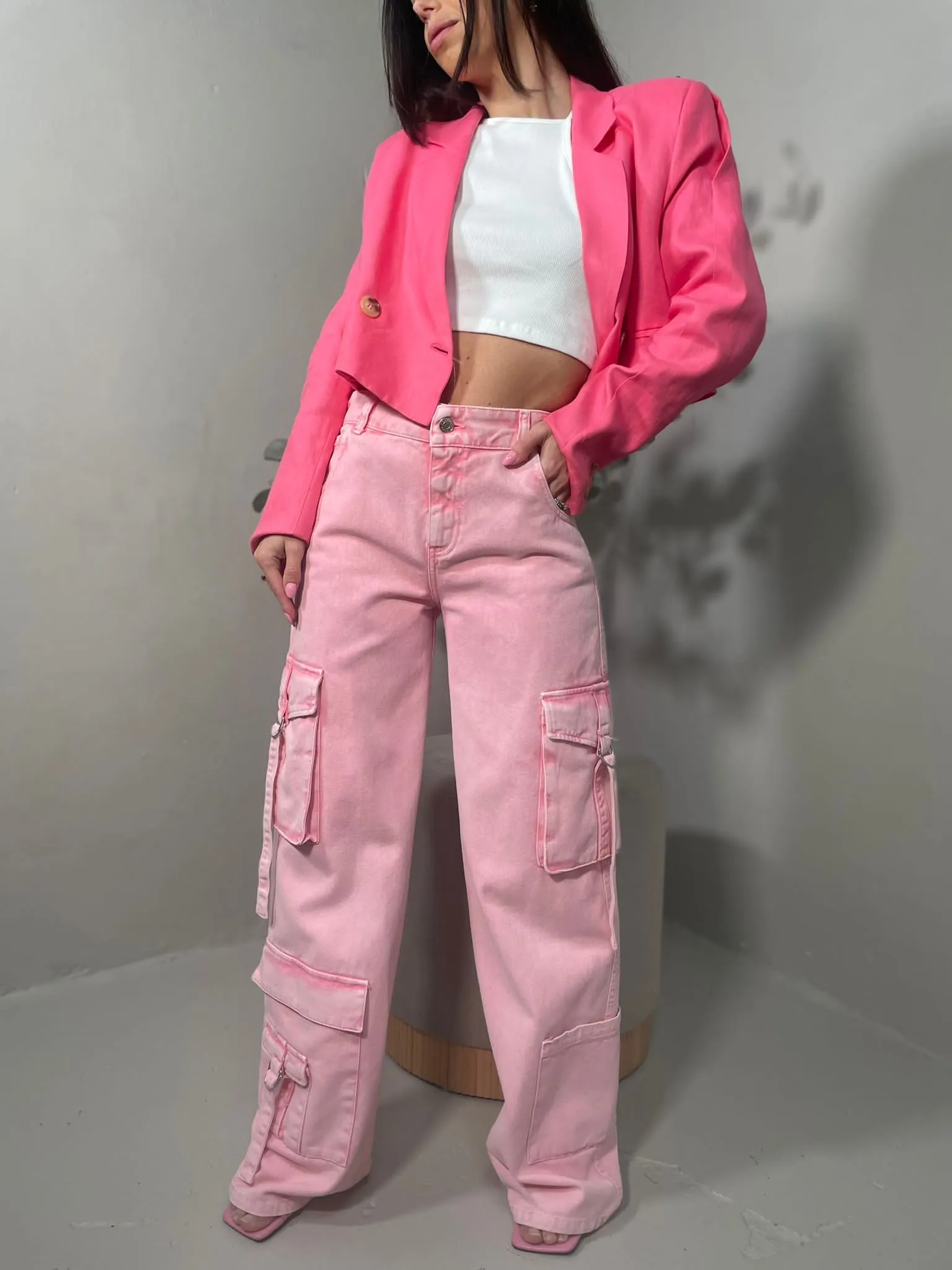 Blazer Cropped In Lino Vicolo