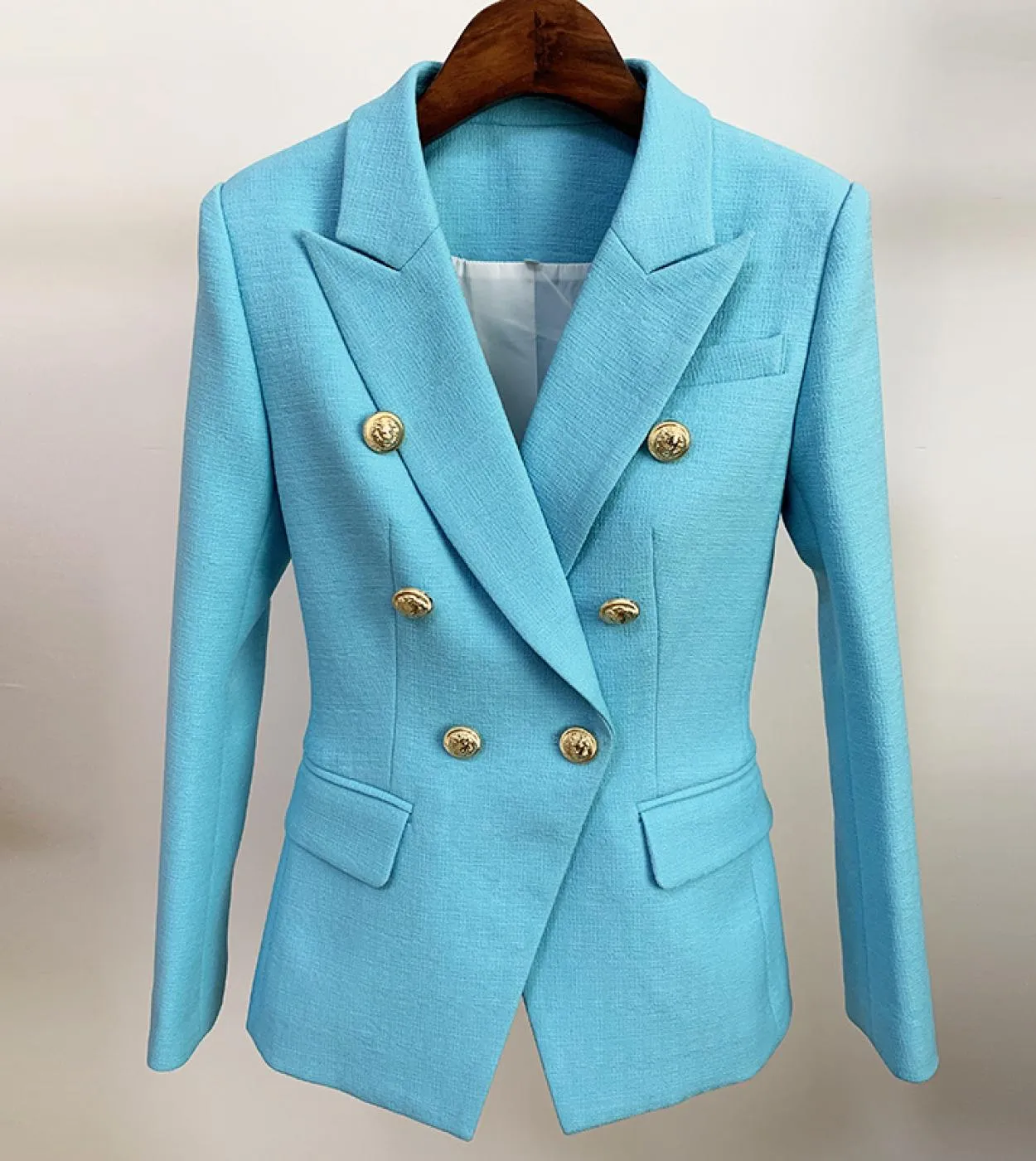 Blazer in lino sottile da donna Blazer in lino azzurro da donna Blazer in cotone da donna