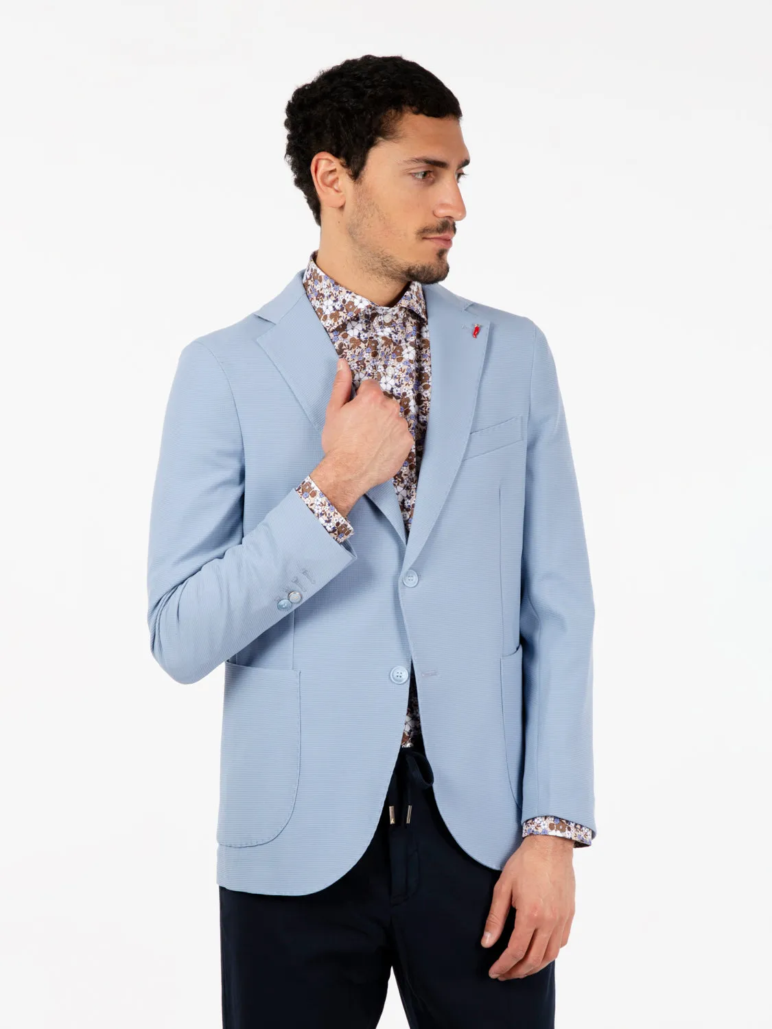 Blazer monopetto in jersey cielo