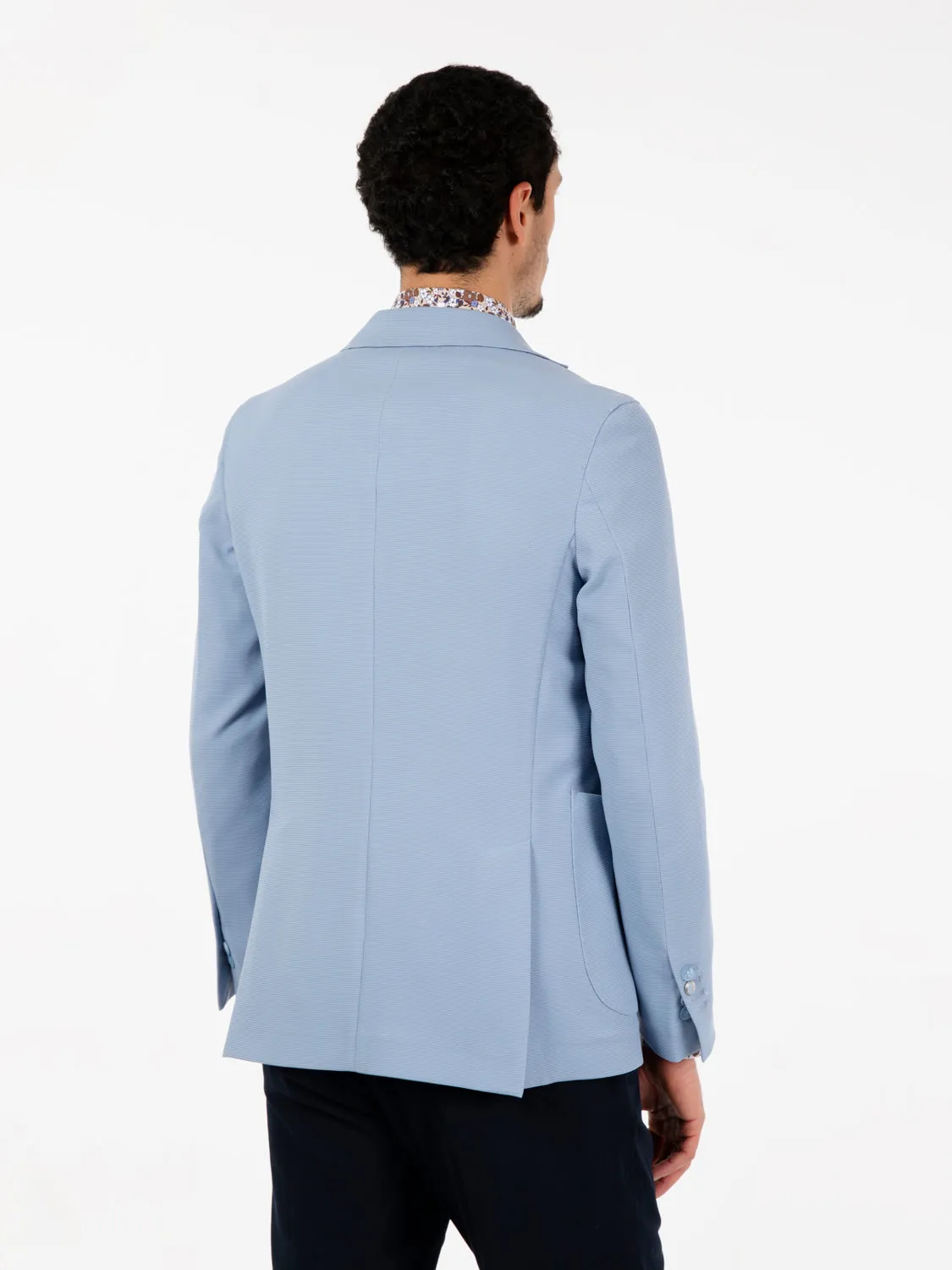 Blazer monopetto in jersey cielo