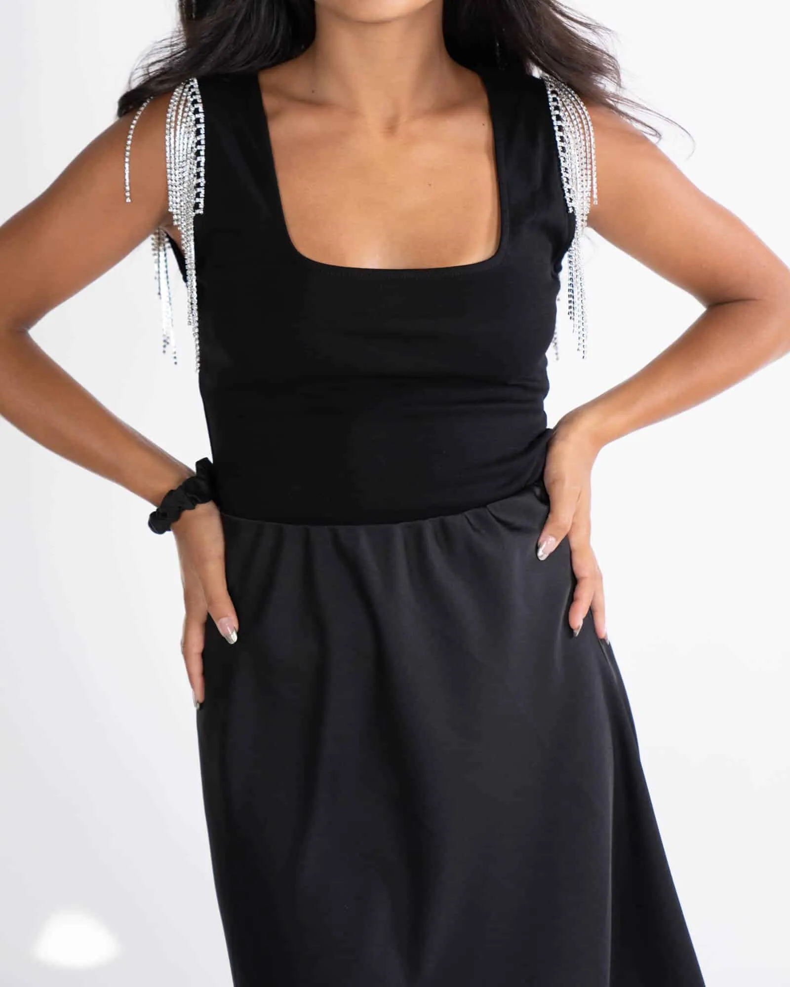 Body con strass al giro