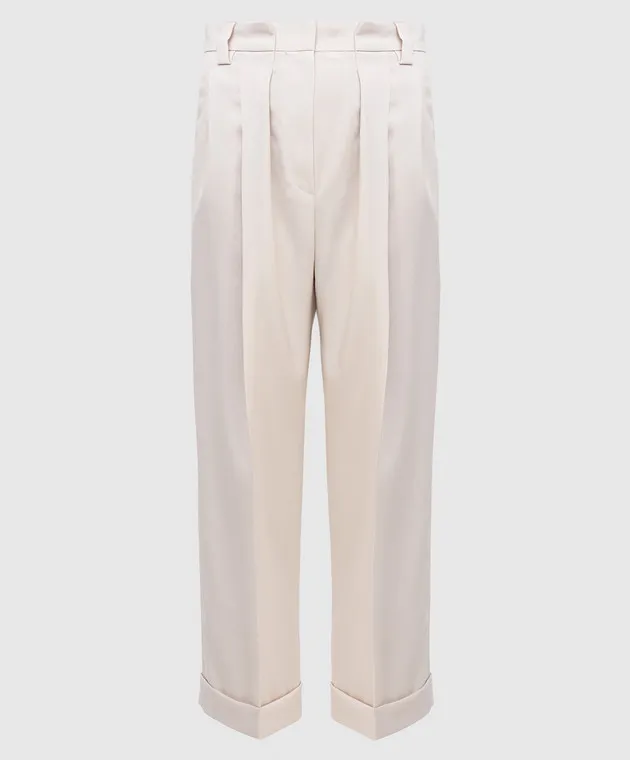 Brunello Cucinelli Pantaloni in lana beige chiaro MP185P7355