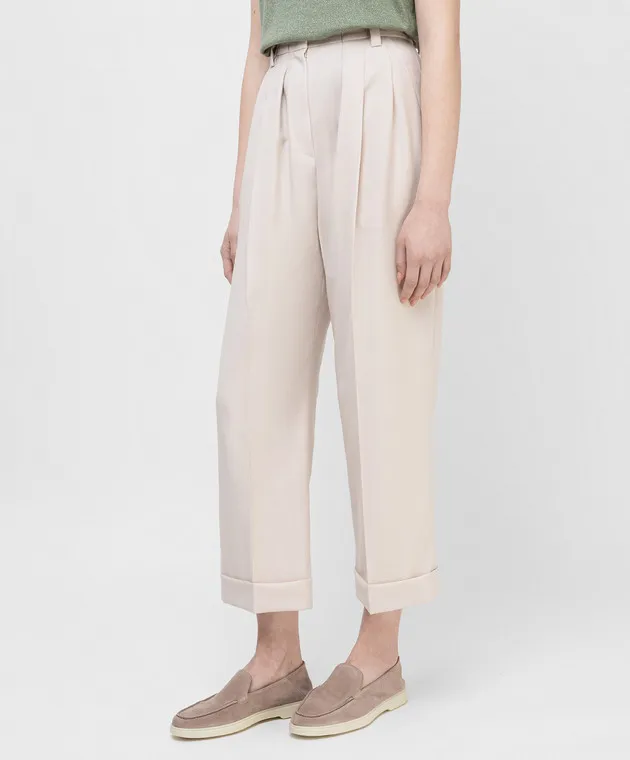 Brunello Cucinelli Pantaloni in lana beige chiaro MP185P7355