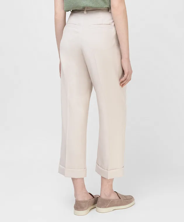 Brunello Cucinelli Pantaloni in lana beige chiaro MP185P7355