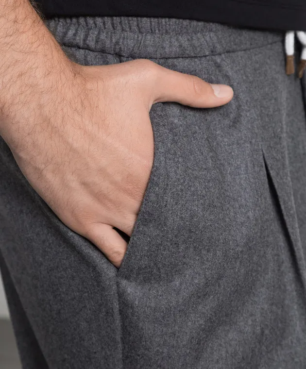 Brunello Cucinelli Pantaloni in lana grigia ME226E1740