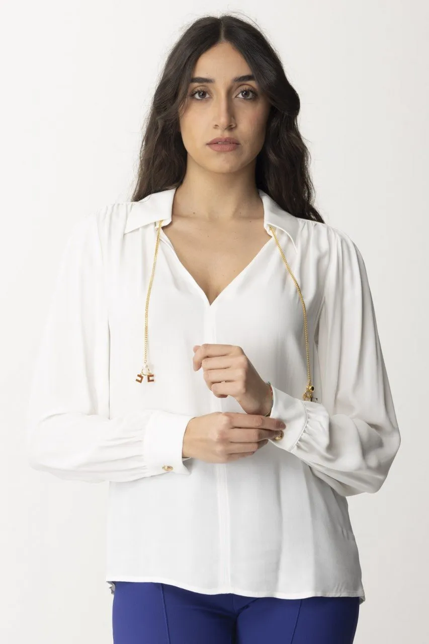 Camicia ampia con accessorio al colletto Avorio