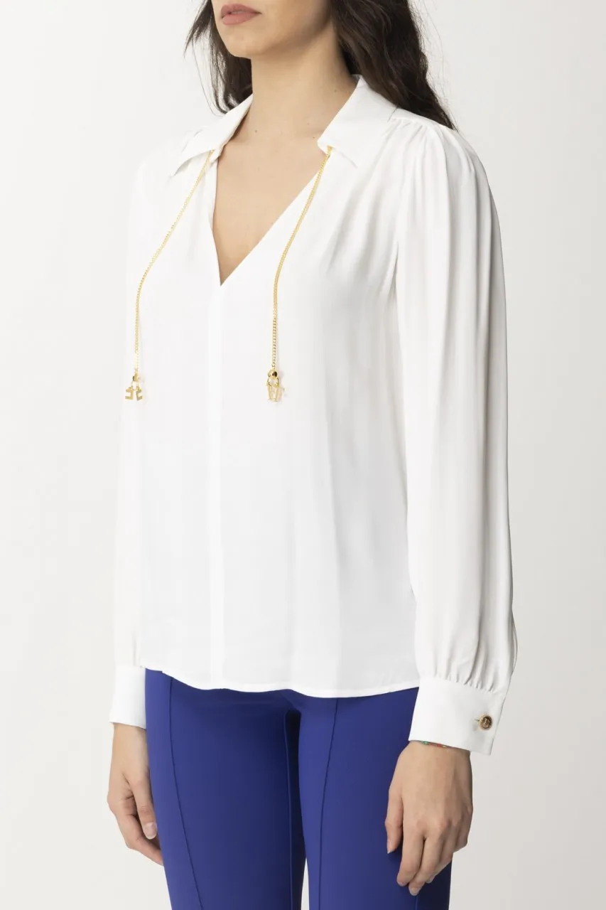 Camicia ampia con accessorio al colletto Avorio