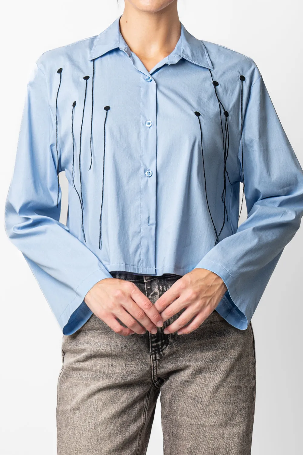 Camicia crop ricamo