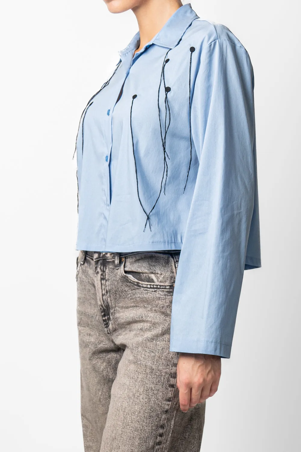 Camicia crop ricamo