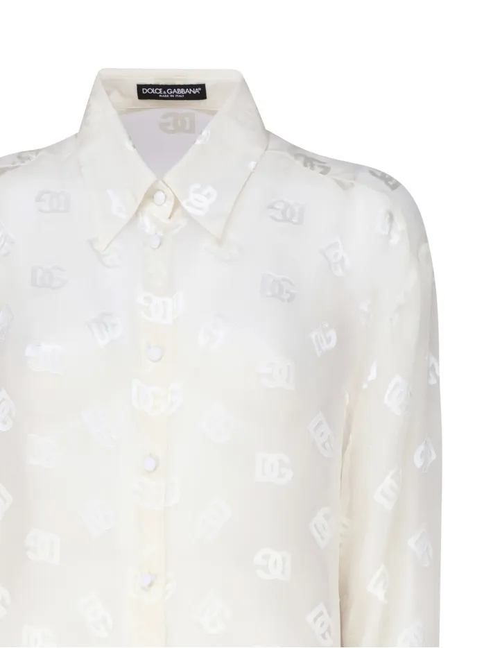 CAMICIA IN RASO DI SETA DEVORÈ CON LOGO DG