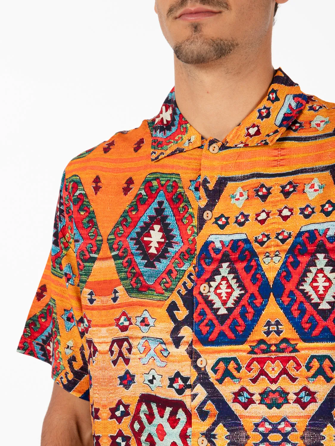 Camicia maniche corte Beirut orange