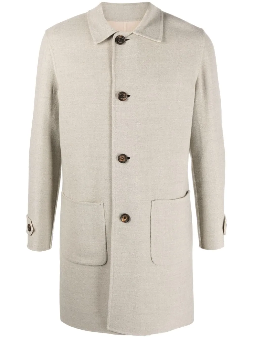 Cappotto con colletto largo in beige - uomo