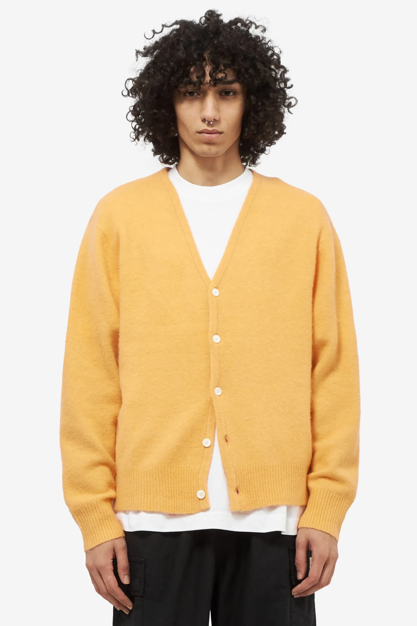 Cardigan BRUSHED in lana arancione