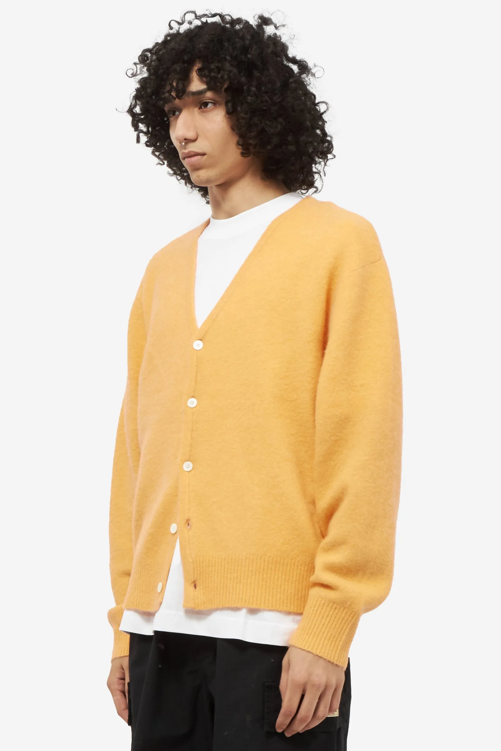 Cardigan BRUSHED in lana arancione