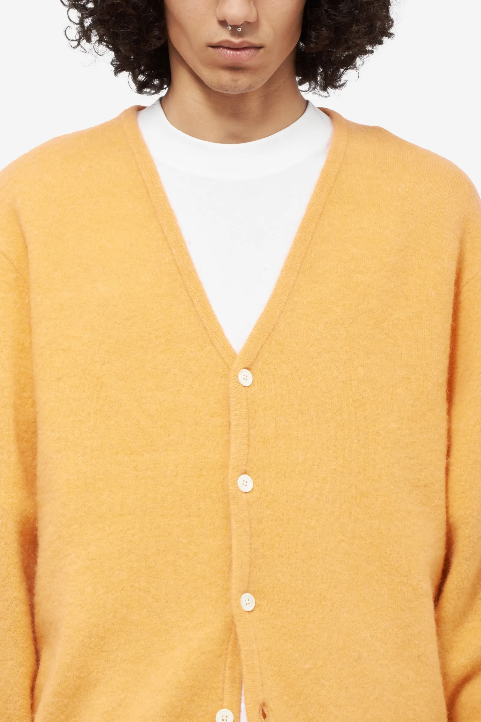 Cardigan BRUSHED in lana arancione