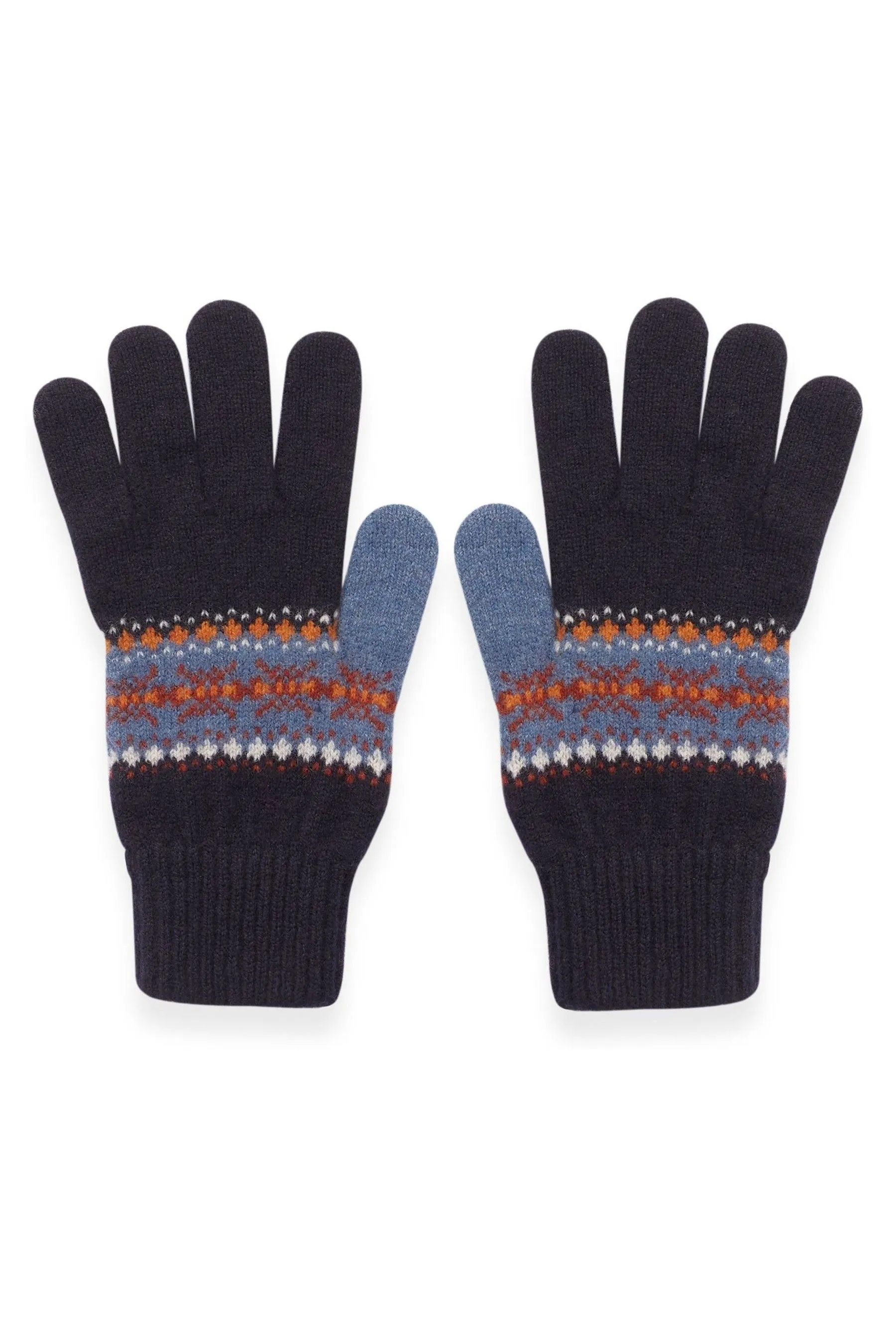 Celtic & Co. Blu - Guanti in lana d'agnello Fair Isle