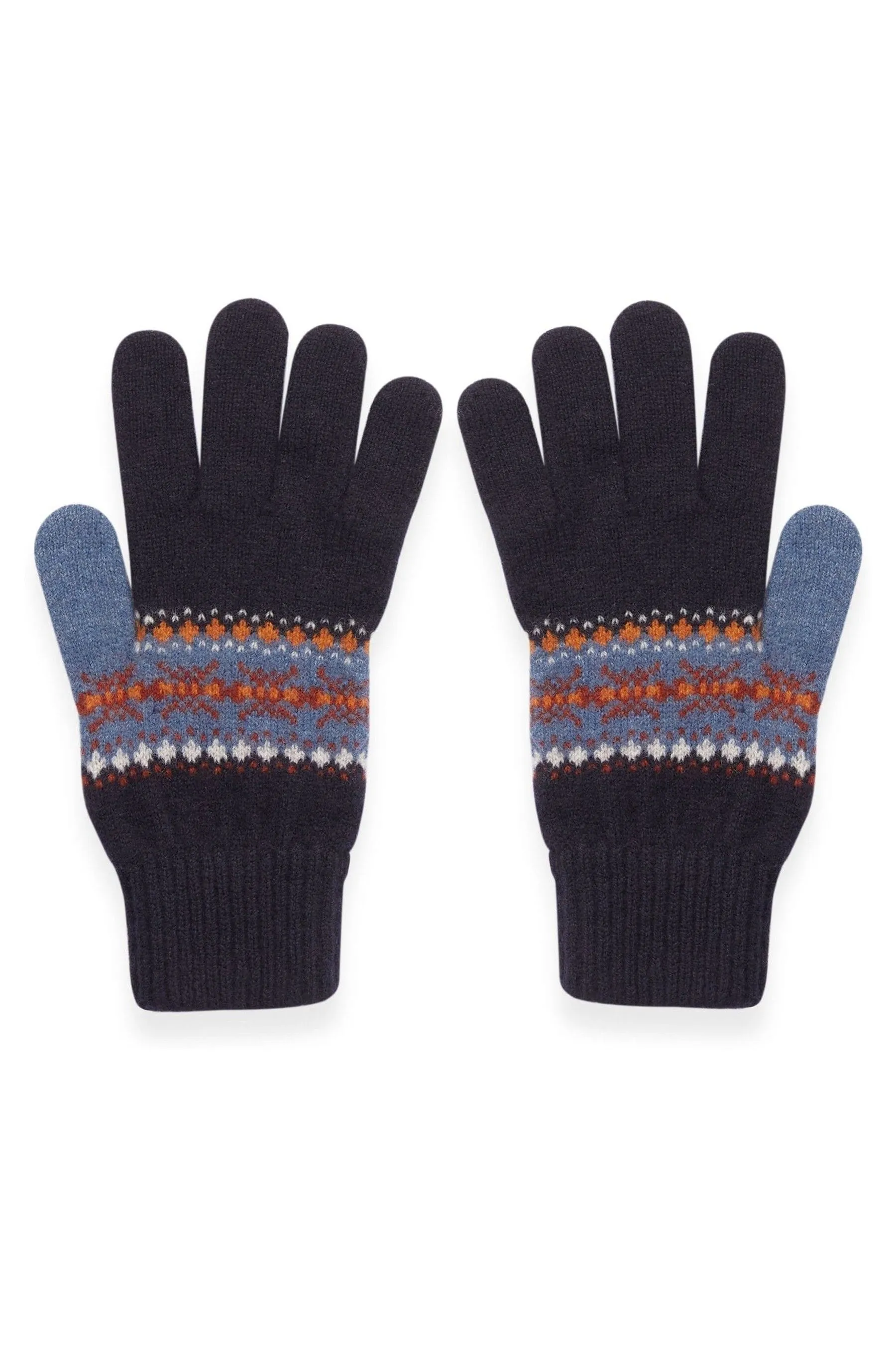 Celtic & Co. Blu - Guanti in lana d'agnello Fair Isle
