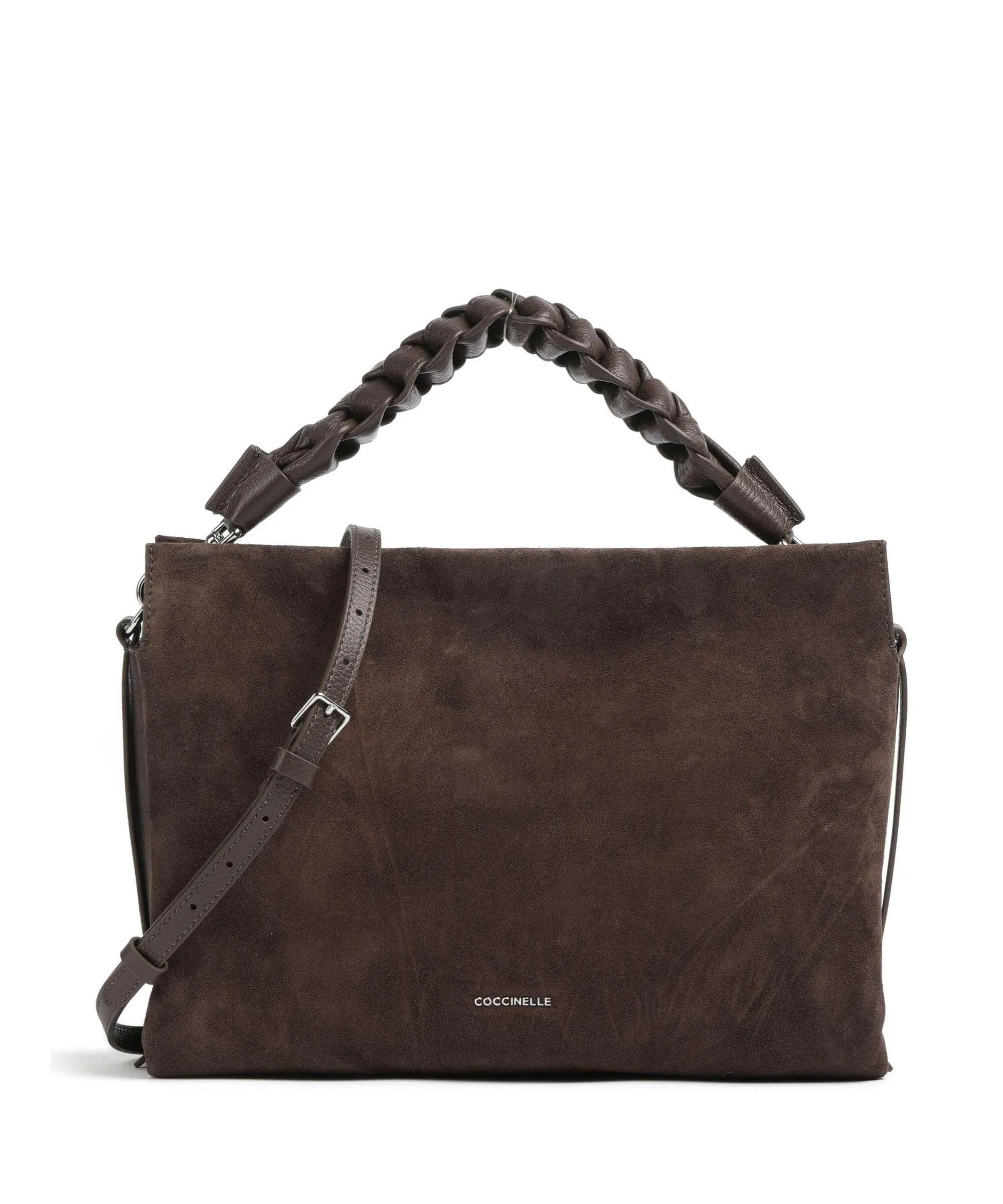  Coccinelle Boheme Suede Borsa a mano pelle bovina ruvida marrone scuro  