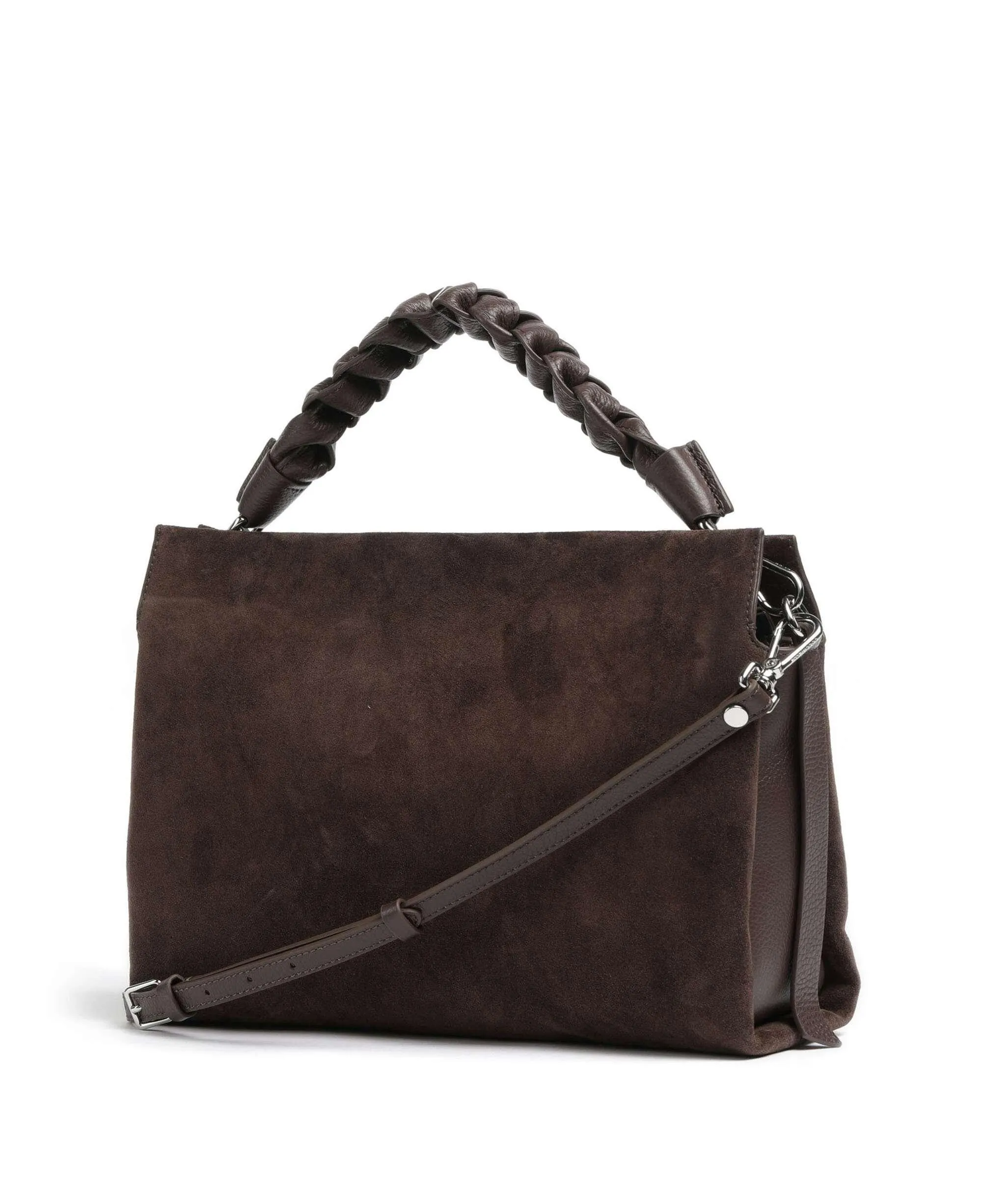  Coccinelle Boheme Suede Borsa a mano pelle bovina ruvida marrone scuro  