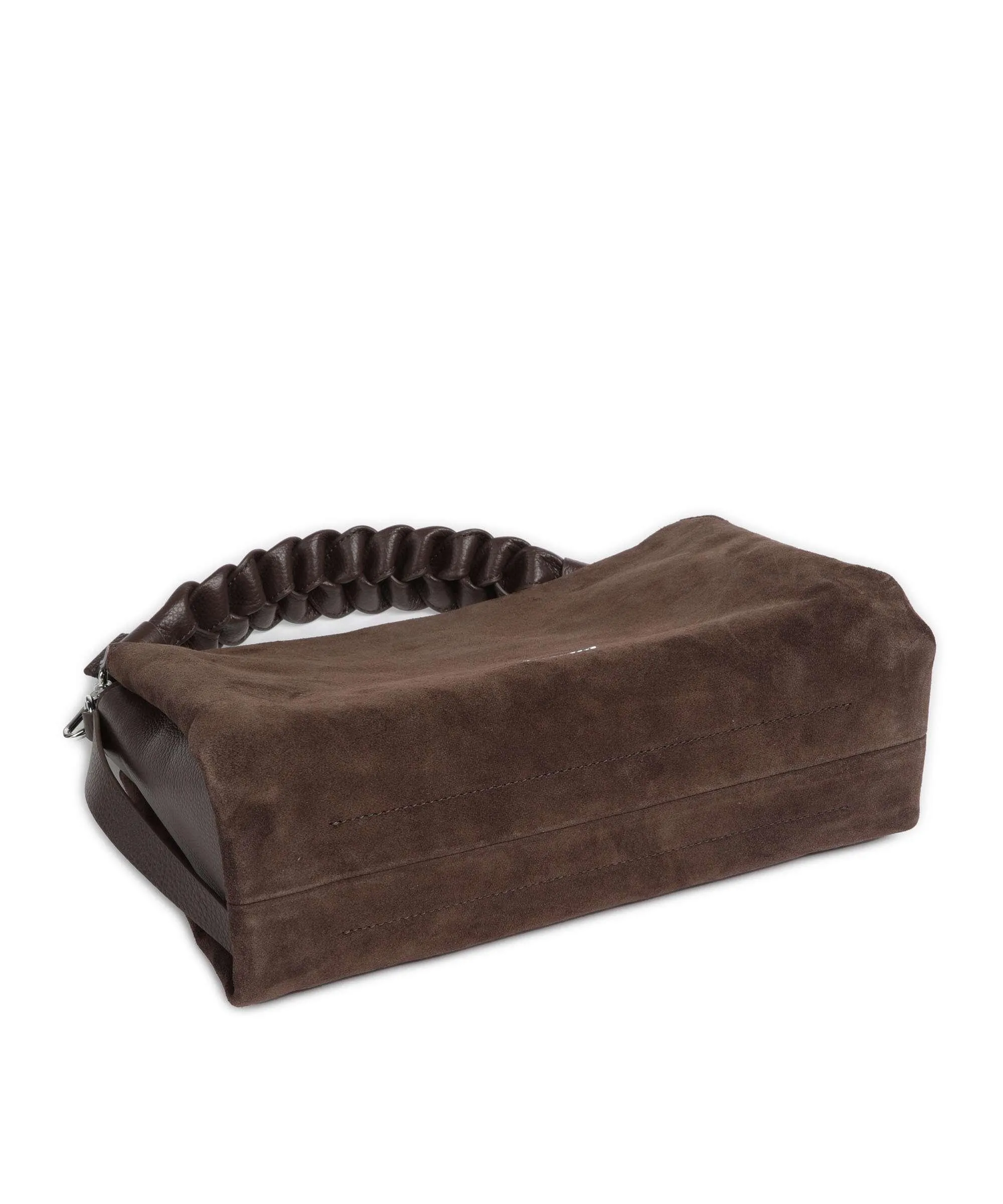  Coccinelle Boheme Suede Borsa a mano pelle bovina ruvida marrone scuro  