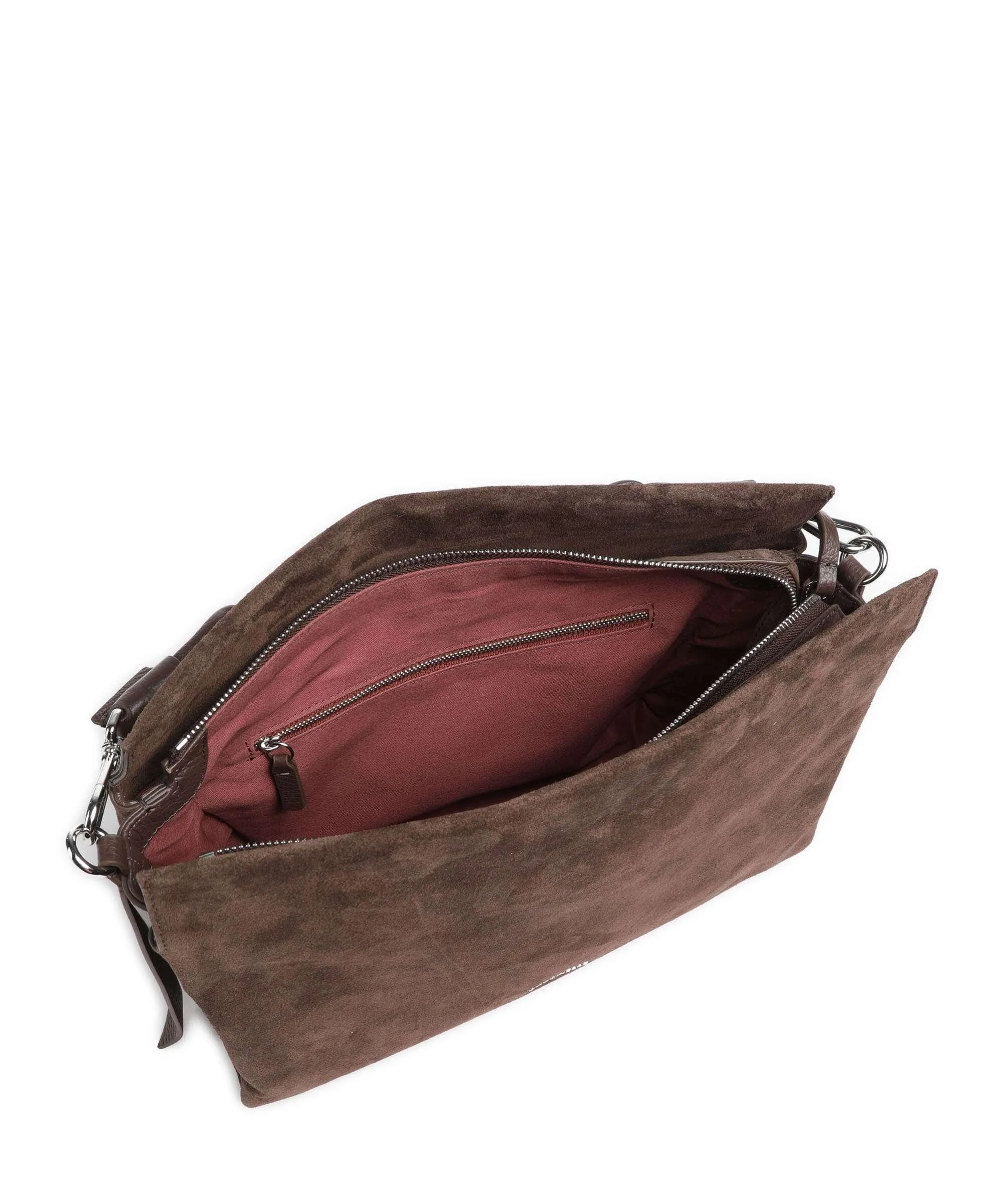  Coccinelle Boheme Suede Borsa a mano pelle bovina ruvida marrone scuro  
