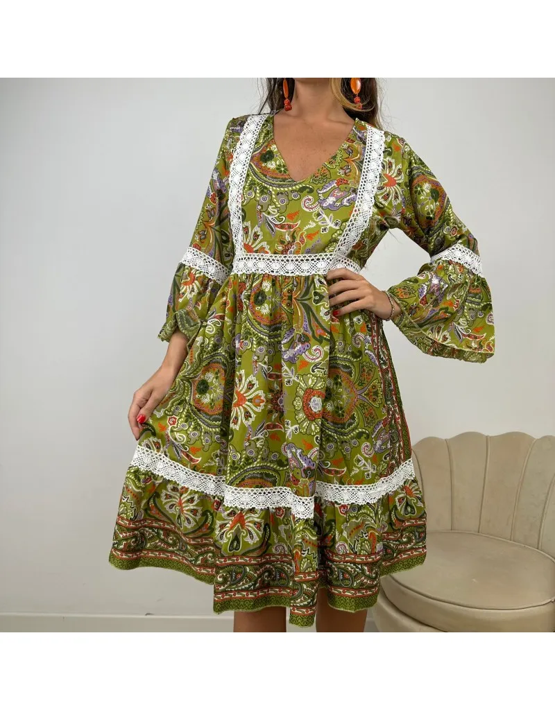 DRESS SAARA CORTO VERDE ACIDO