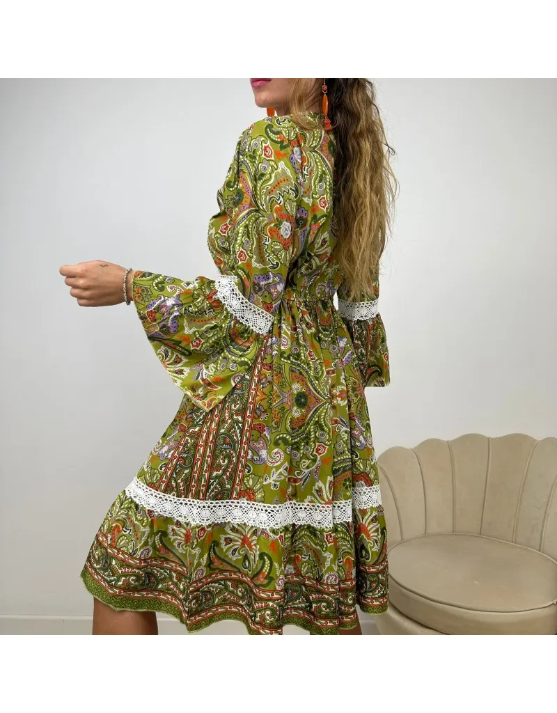 DRESS SAARA CORTO VERDE ACIDO