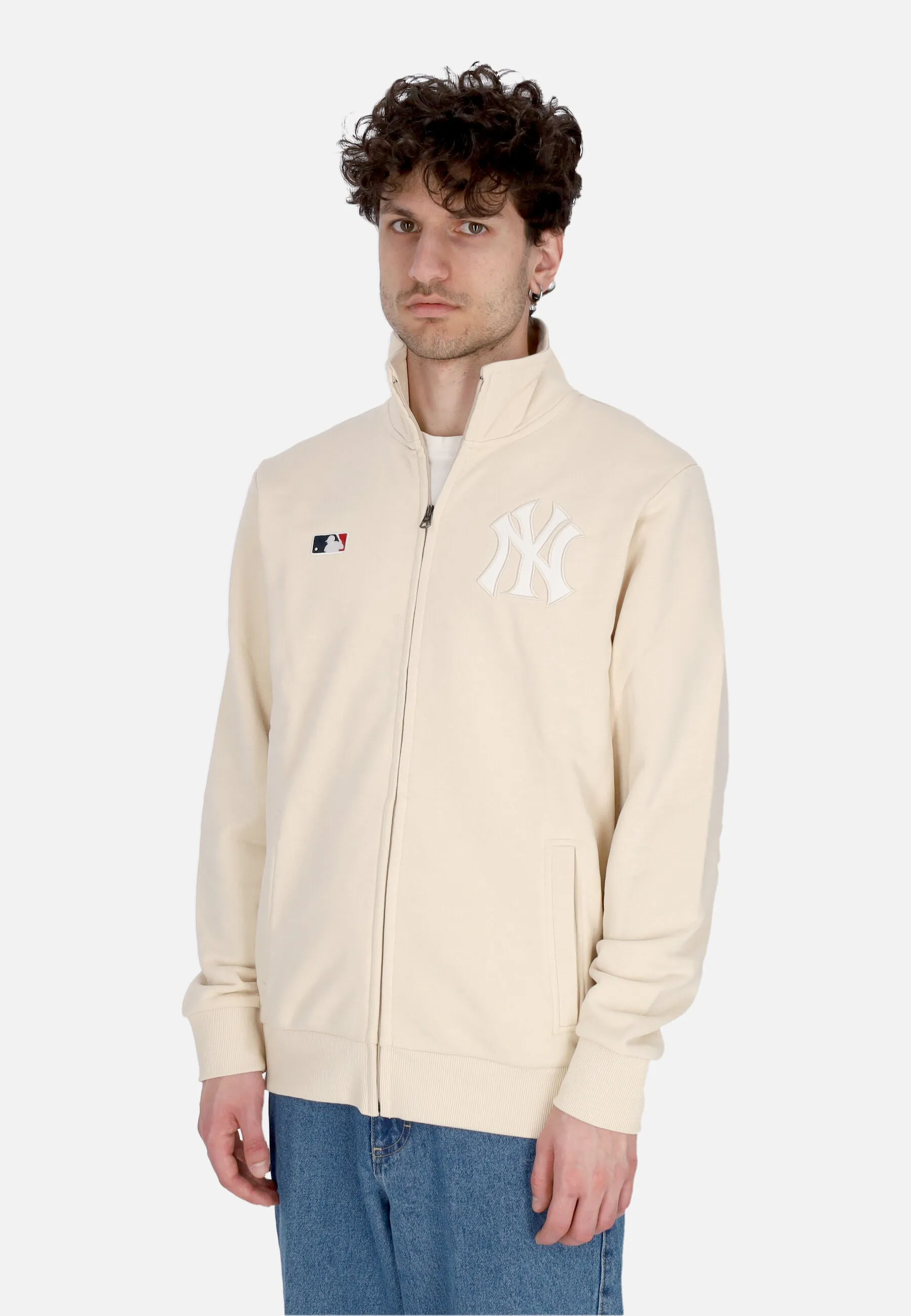 Felpa Leggera Collo Alto Uomo Mlb Embroidery Helix Track Jacket Neyyan Oat Milk
