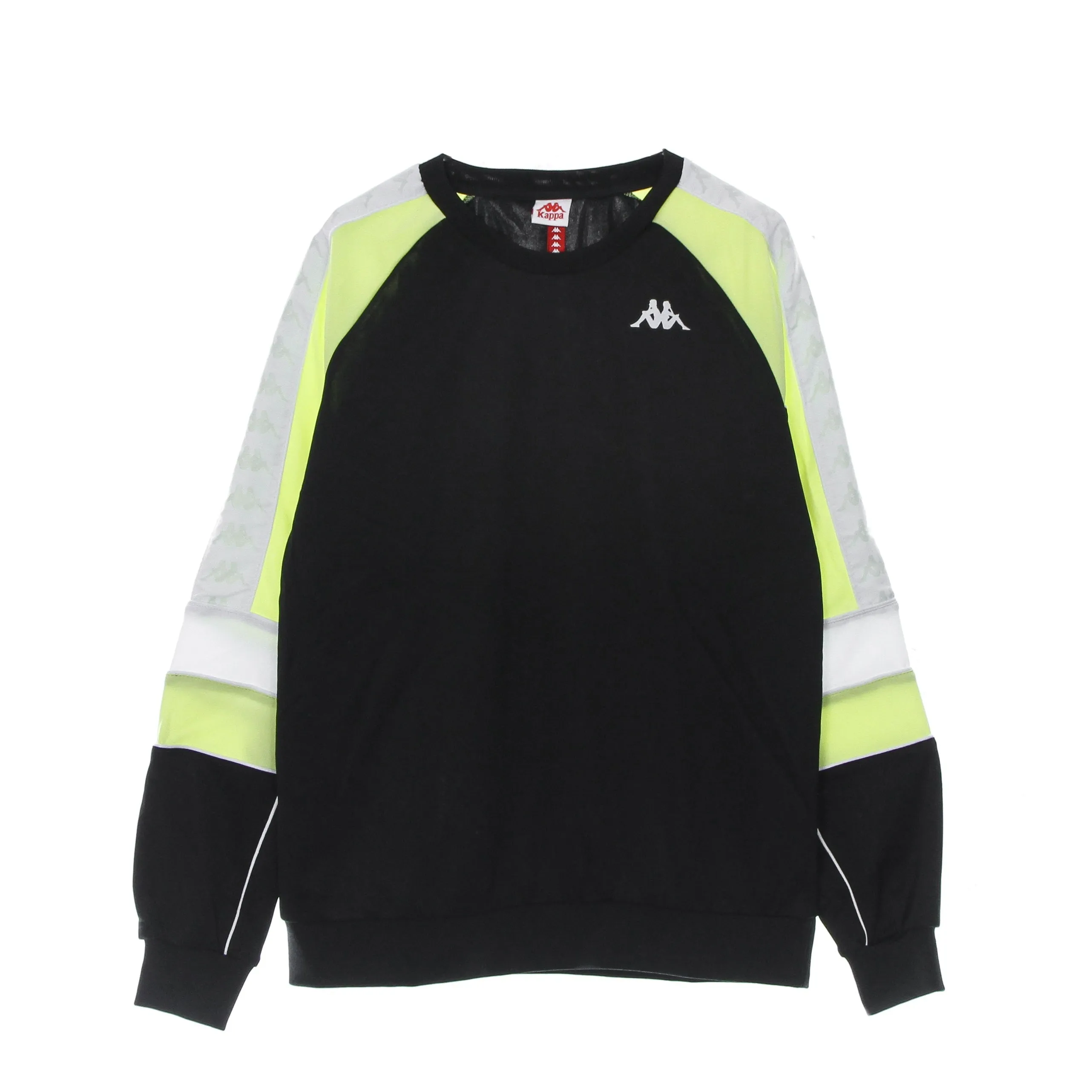 Felpa Leggera Girocollo Uomo Banda Arlton Black/green Lime/white