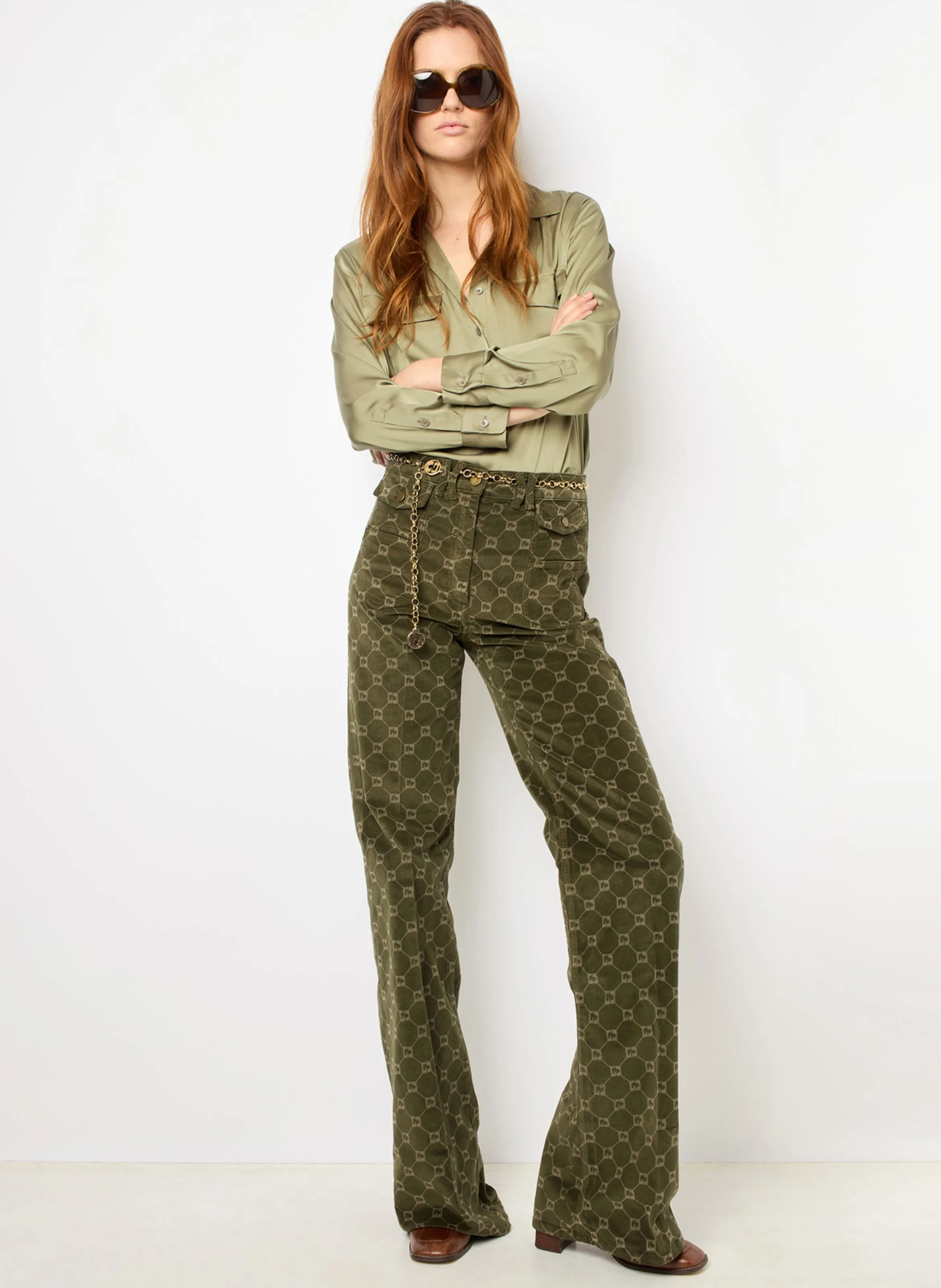  GERARD DAREL   ANNA - Pantaloni flare in misto cotone | Verde