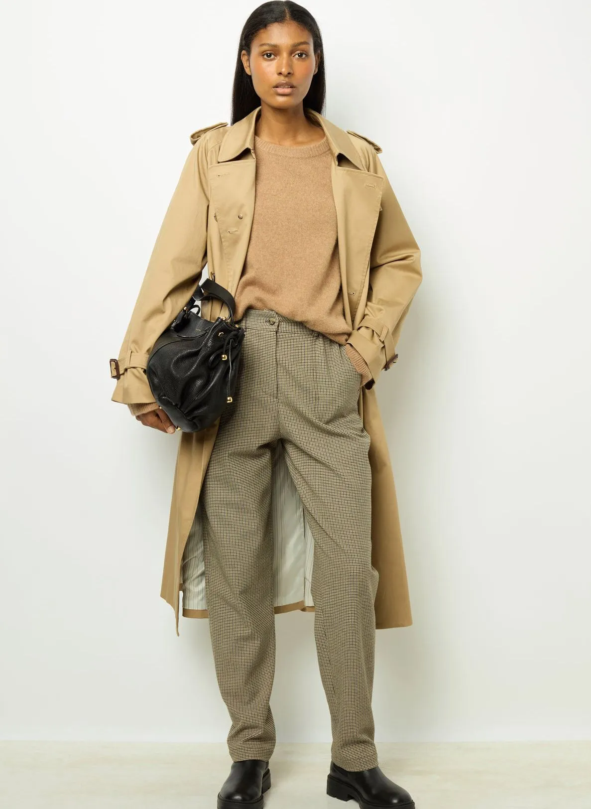  GERARD DAREL   NIAMIE - Pantaloni diritti a motivo pied de poule | Beige