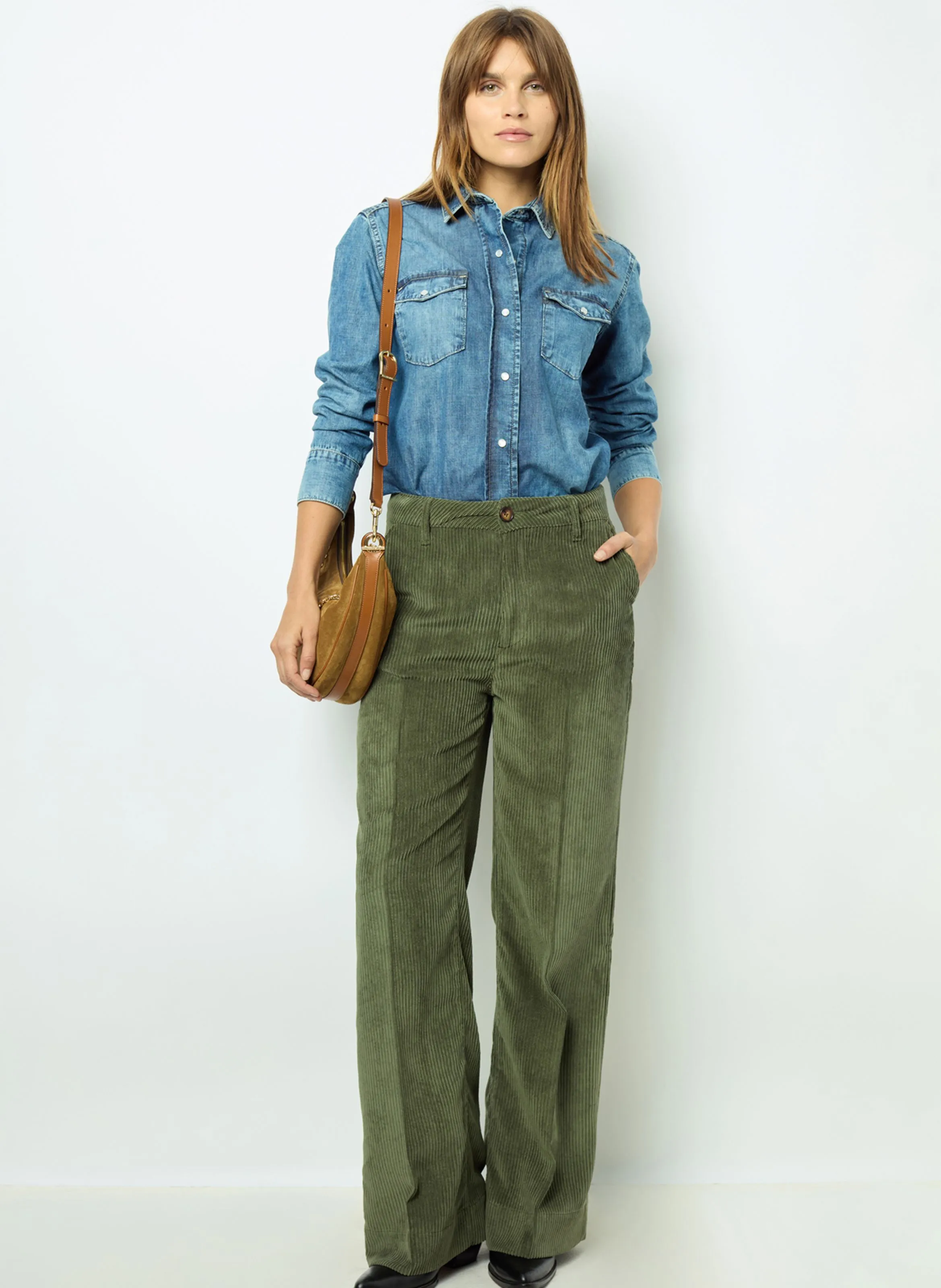  GERARD DAREL   NOEMIE - Pantaloni morbidi in velluto a coste | Verde