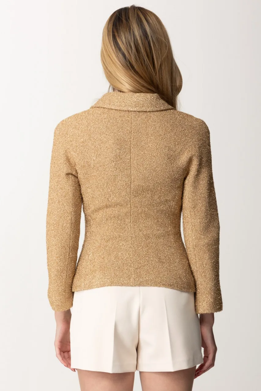 Giacca cropped in tweed lurex con catena Oro