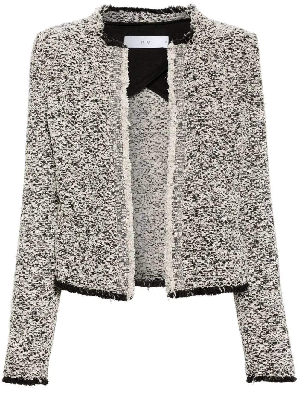Giacca Hazela crop in tweed in nero e ecru - donna
