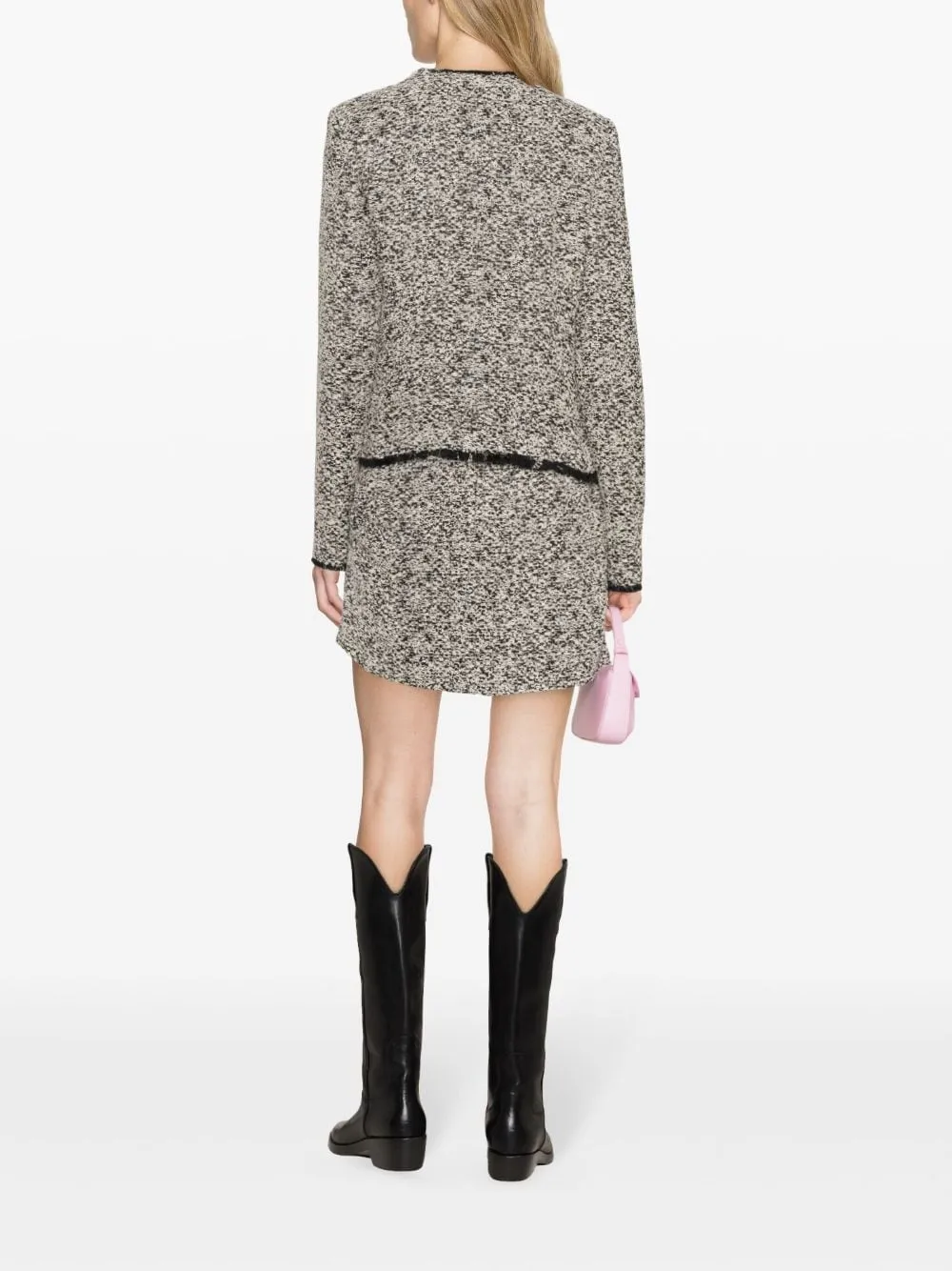Giacca Hazela crop in tweed in nero e ecru - donna