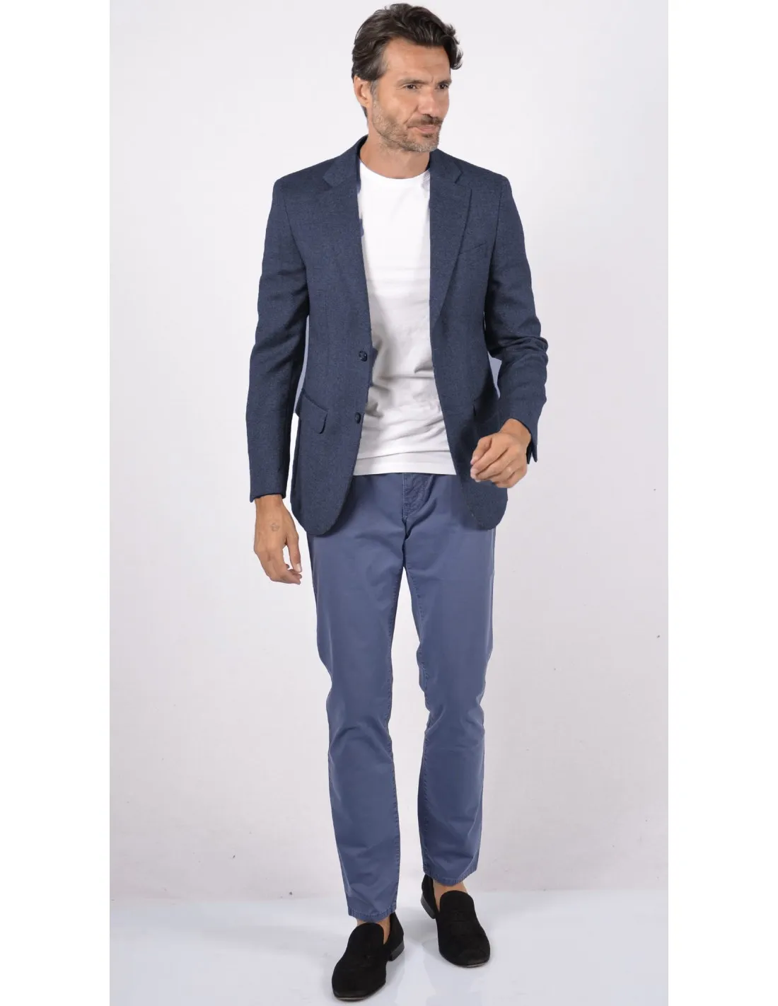 Giacca in lana occhio di pernice blu a/i