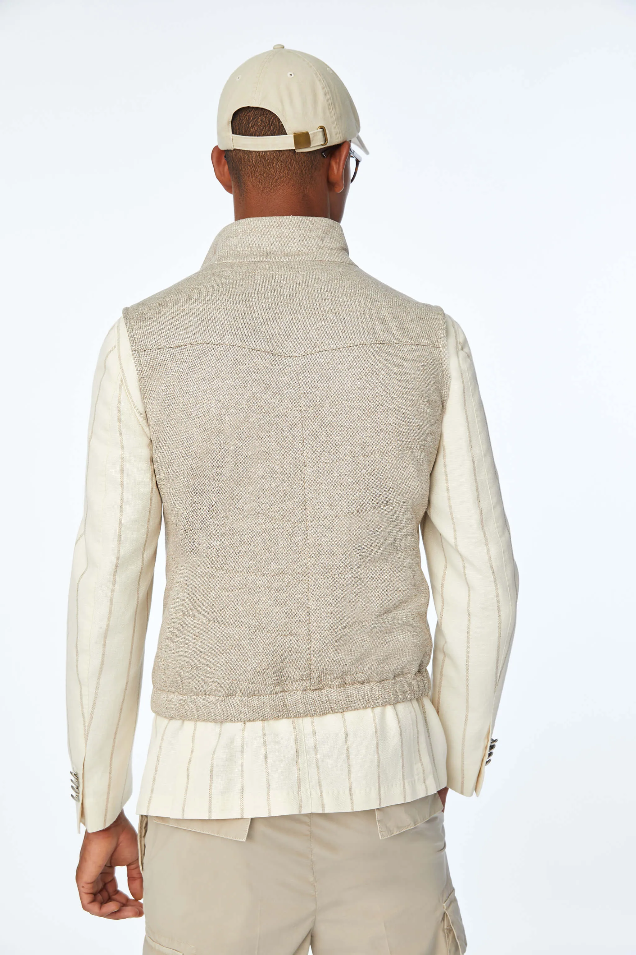 Gilet imbottito in jersey beige